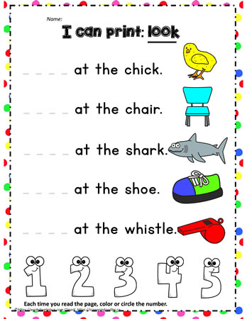 Print the sight word look